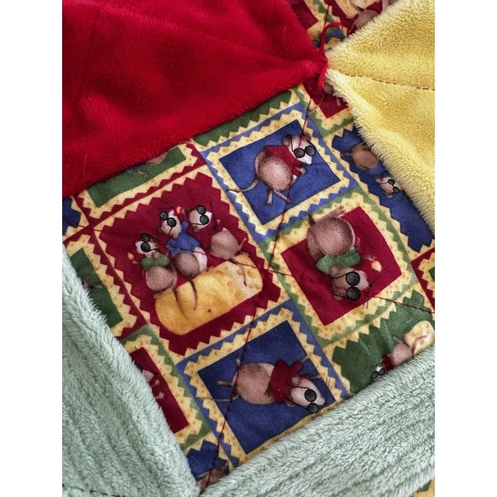 Vintage‎ Handmade Three Blind Mice Patchwork Baby Quilt Blanket Nursery Rhyme